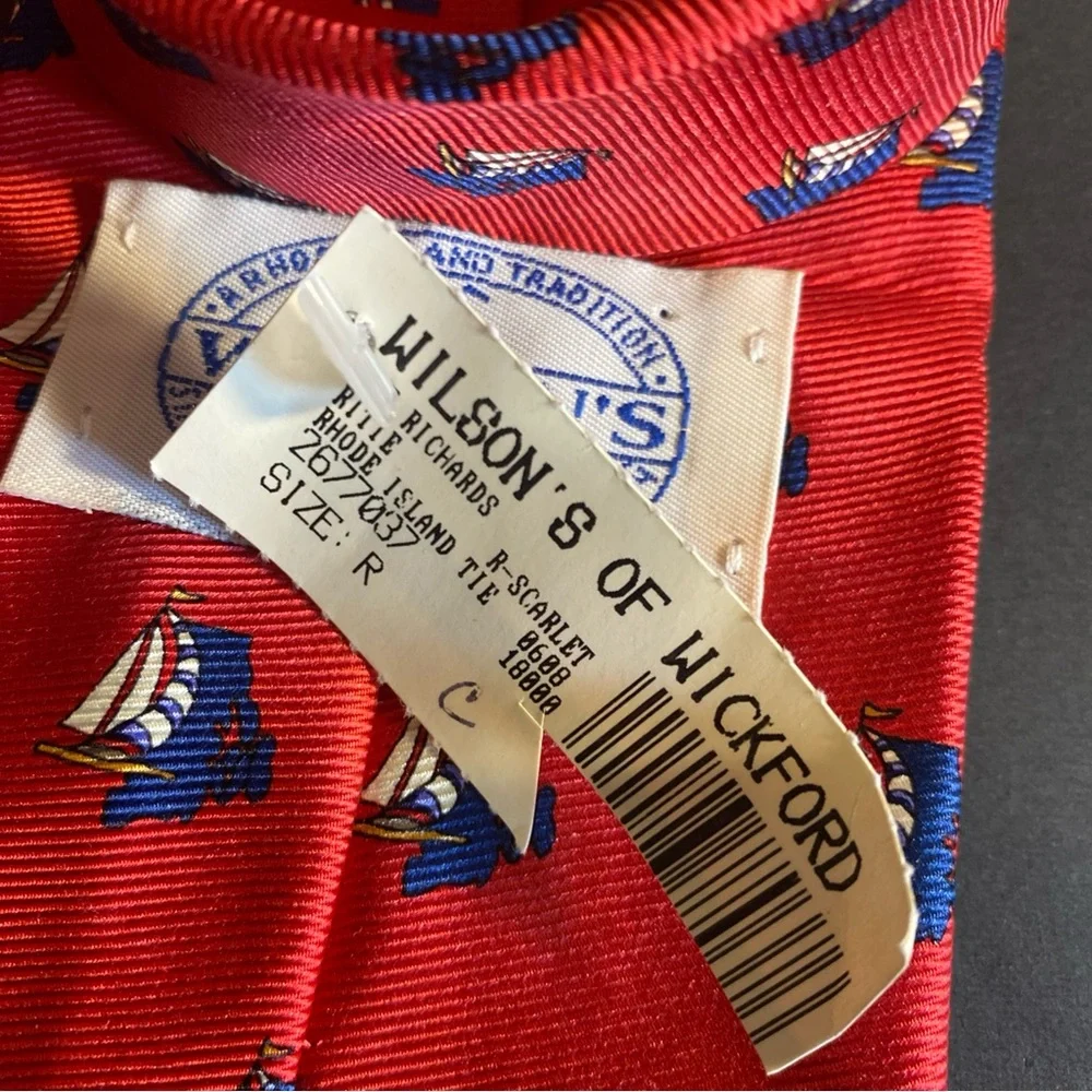 Nwt J.Z. Richards 100% Silk Sail Boat‎ All Over Print Stain Resistance NOS Red